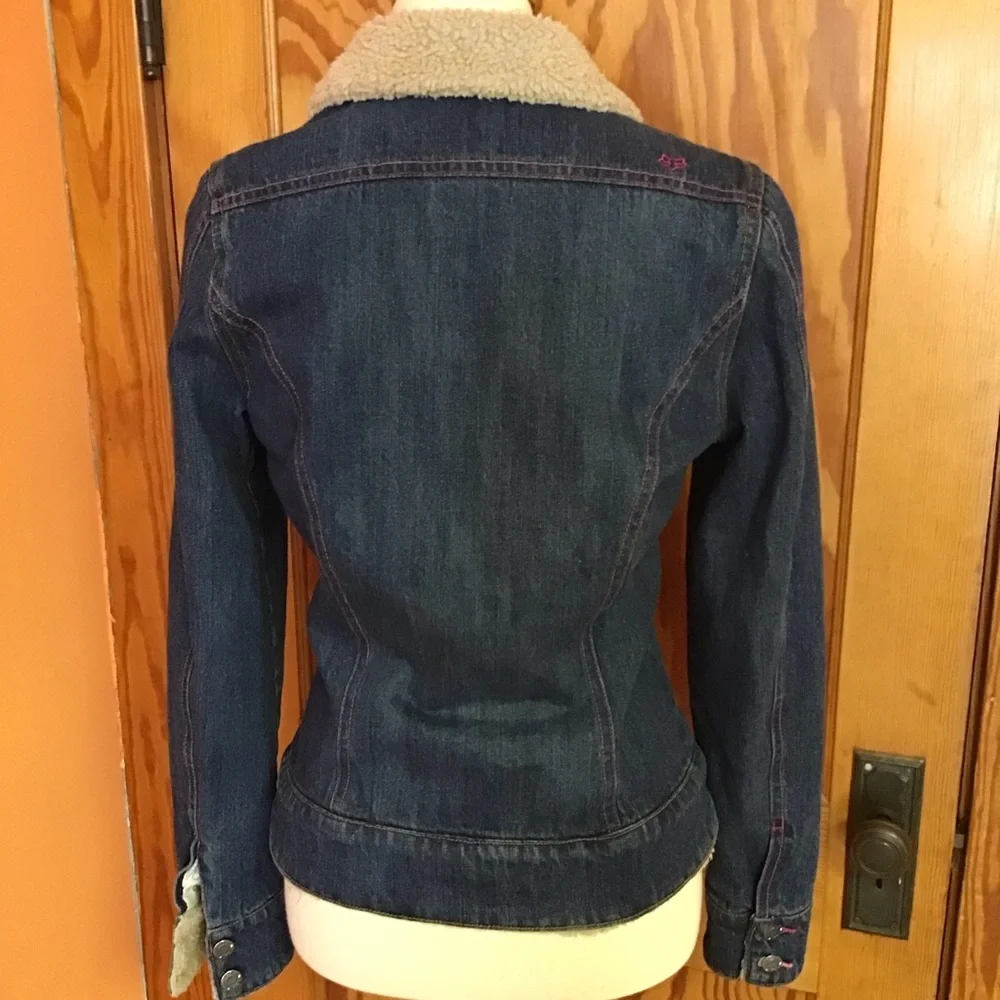 Fox fleece collar fitted jean jacket